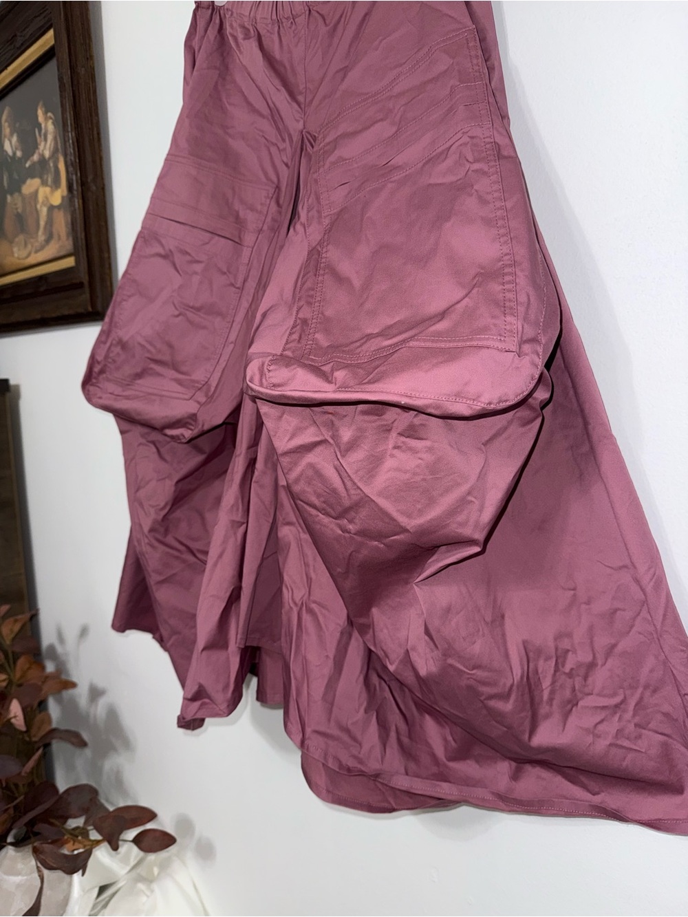 Women's Midi Skirt in Mauve Pink with Utility Pockets - Picture 4 of 5